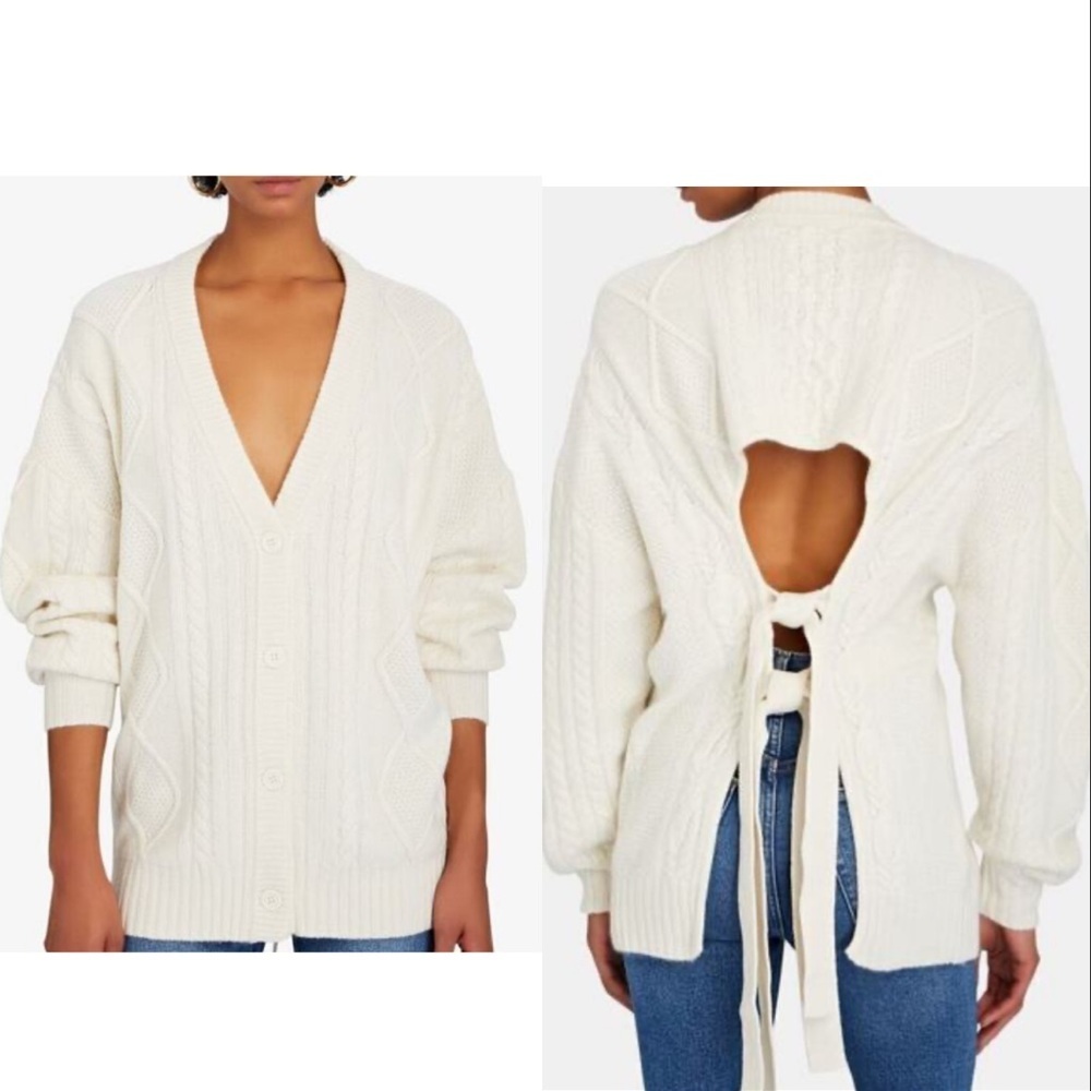 RONNY KOBO Selas Open Back Cable Knit oversized Cardigan XS - backless open back